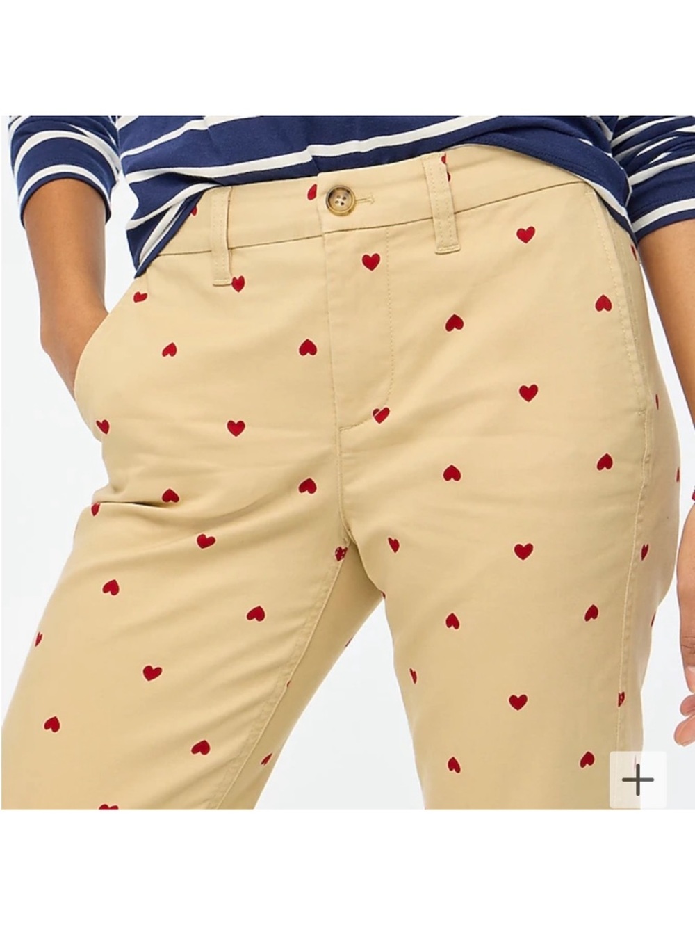 J CREW Red Heart Print Khaki Pants